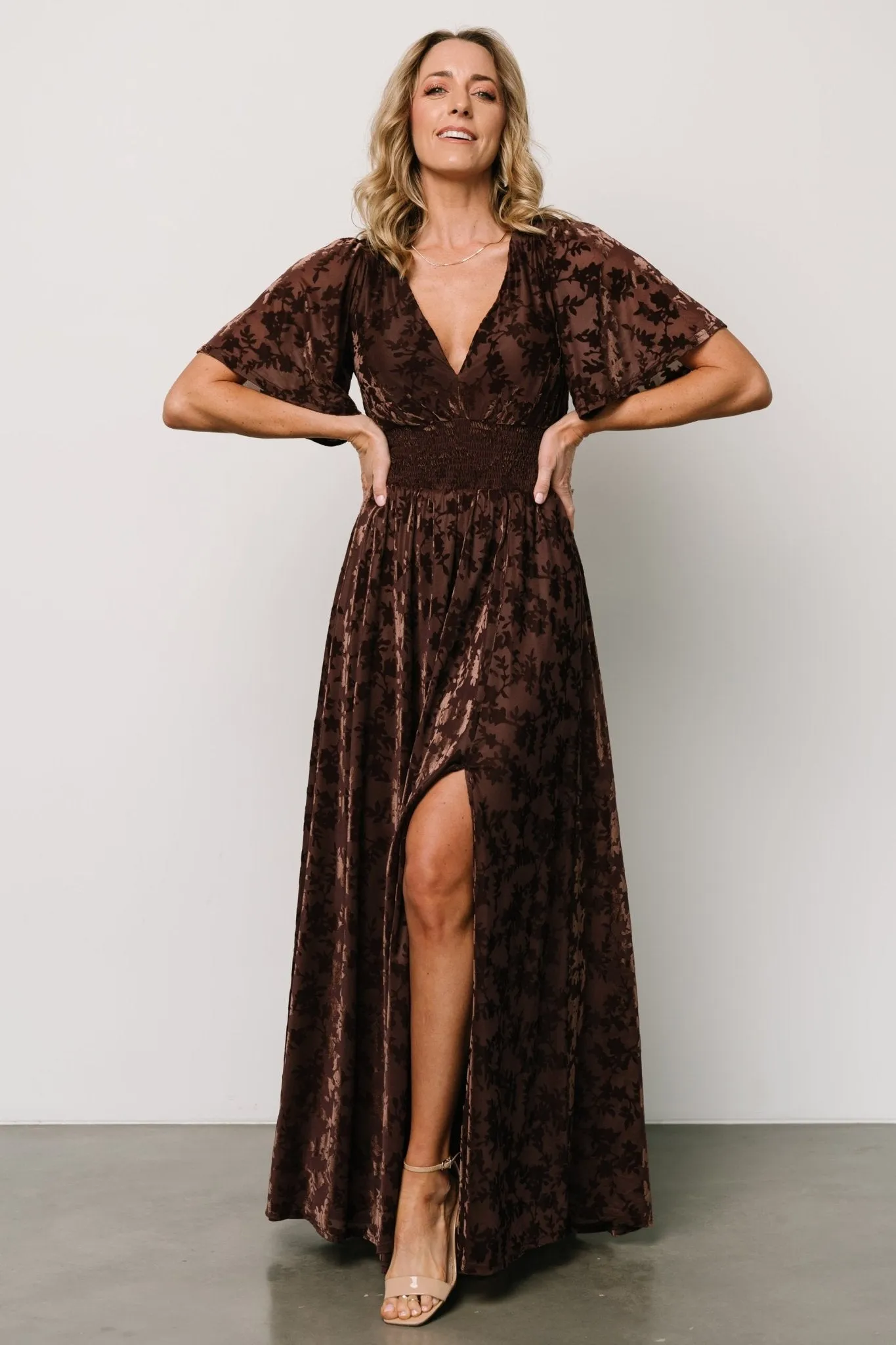 Veronica Velvet Maxi Dress | Espresso sold by Baltic Born product image thumbnail 2
