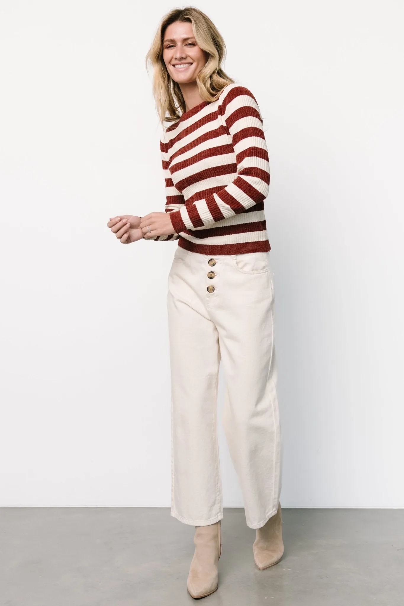 Milwaukee Striped Sweater | Burgundy + Ivory sold by Baltic Born product image thumbnail 2