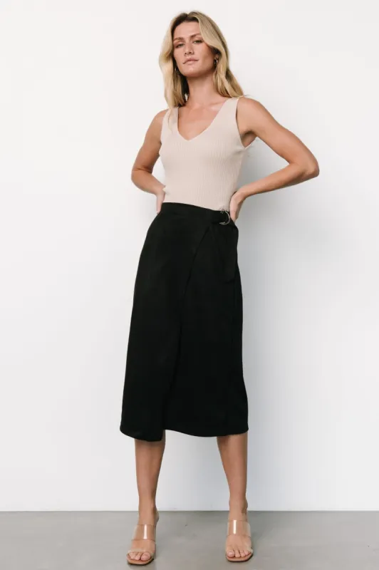 Malika Faux Wrap Skirt | Black sold by Baltic Born