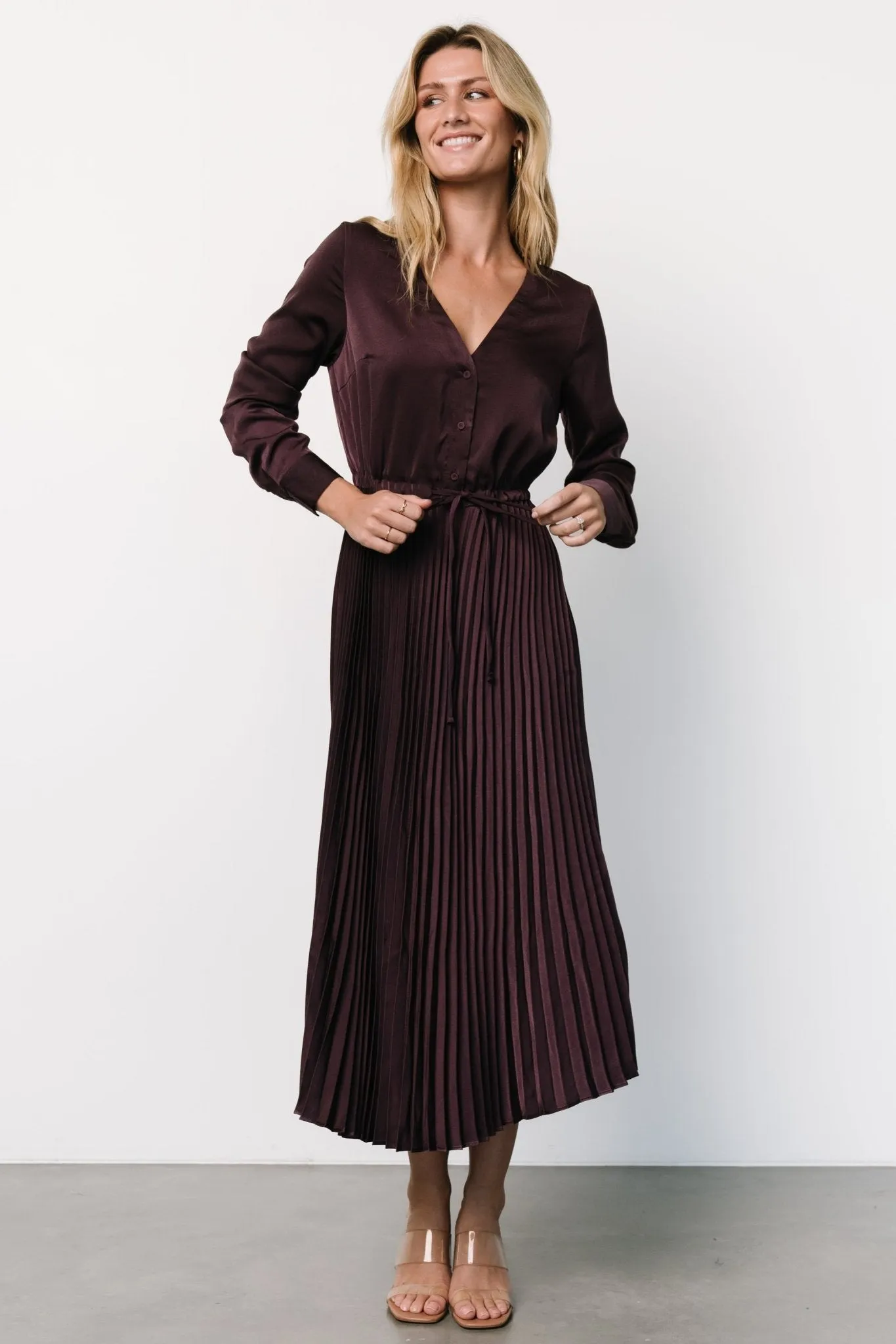 Waco Pleated Dress | Dark Plum sold by Baltic Born product image thumbnail 4