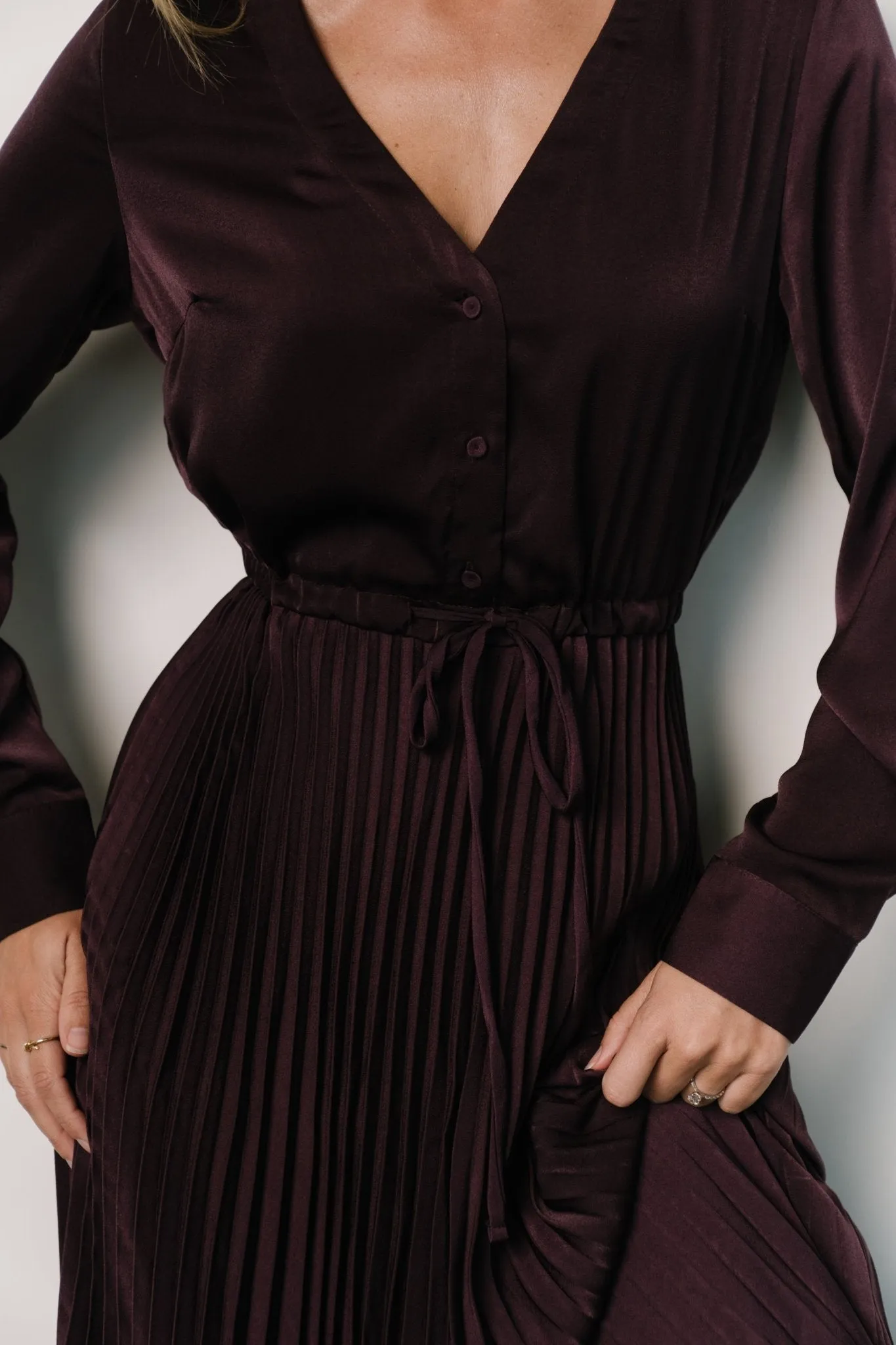 Waco Pleated Dress | Dark Plum sold by Baltic Born product image thumbnail 2