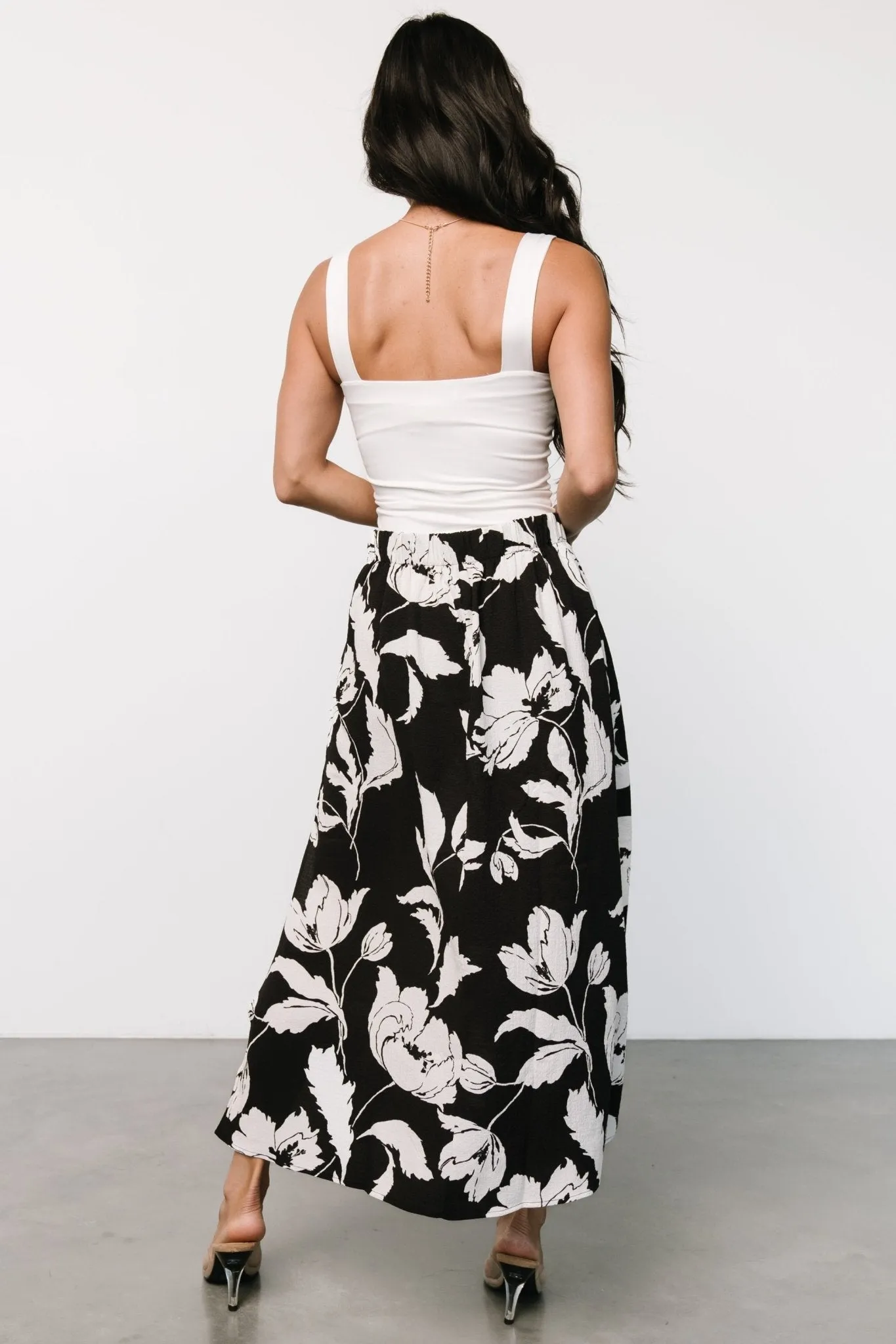 Osaka Midi Skirt | Black + White Floral sold by Baltic Born product image thumbnail 4