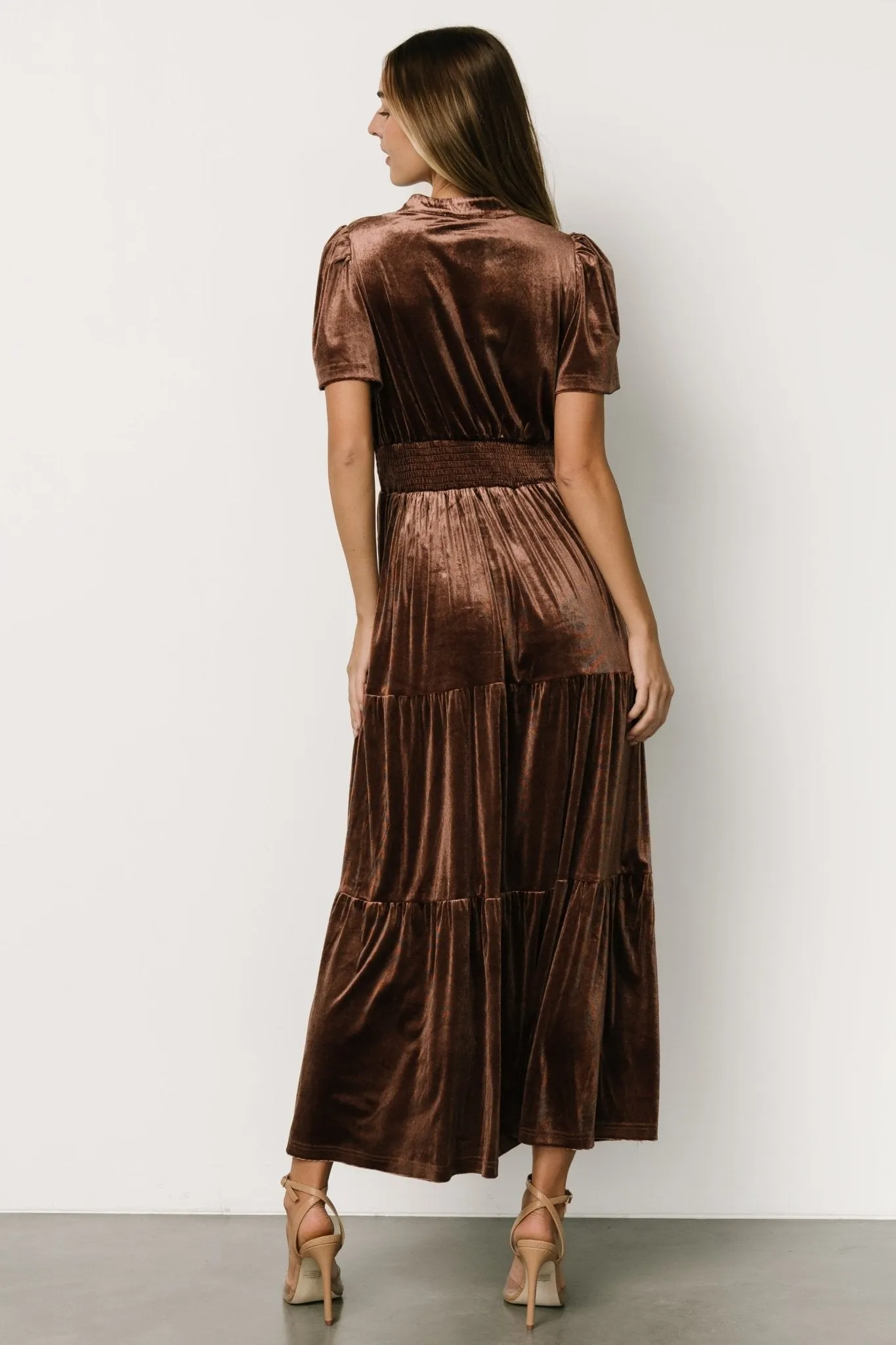 Maida Embroidered Velvet Dress | Chocolate sold by Baltic Born product image thumbnail 5