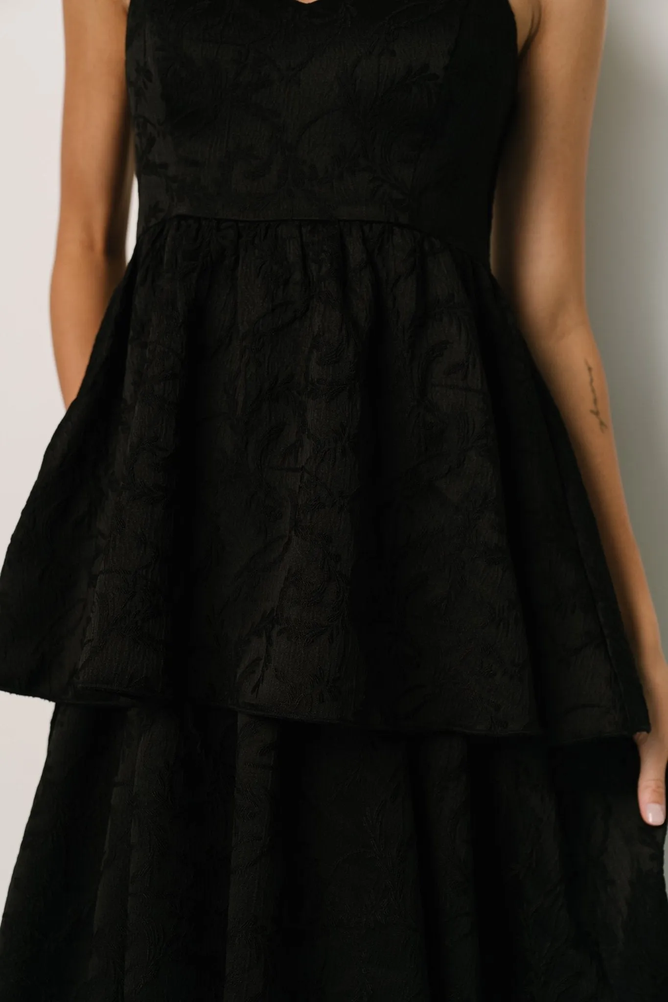 Violetta Embossed Tiered Dress | Black sold by Baltic Born product image thumbnail 4