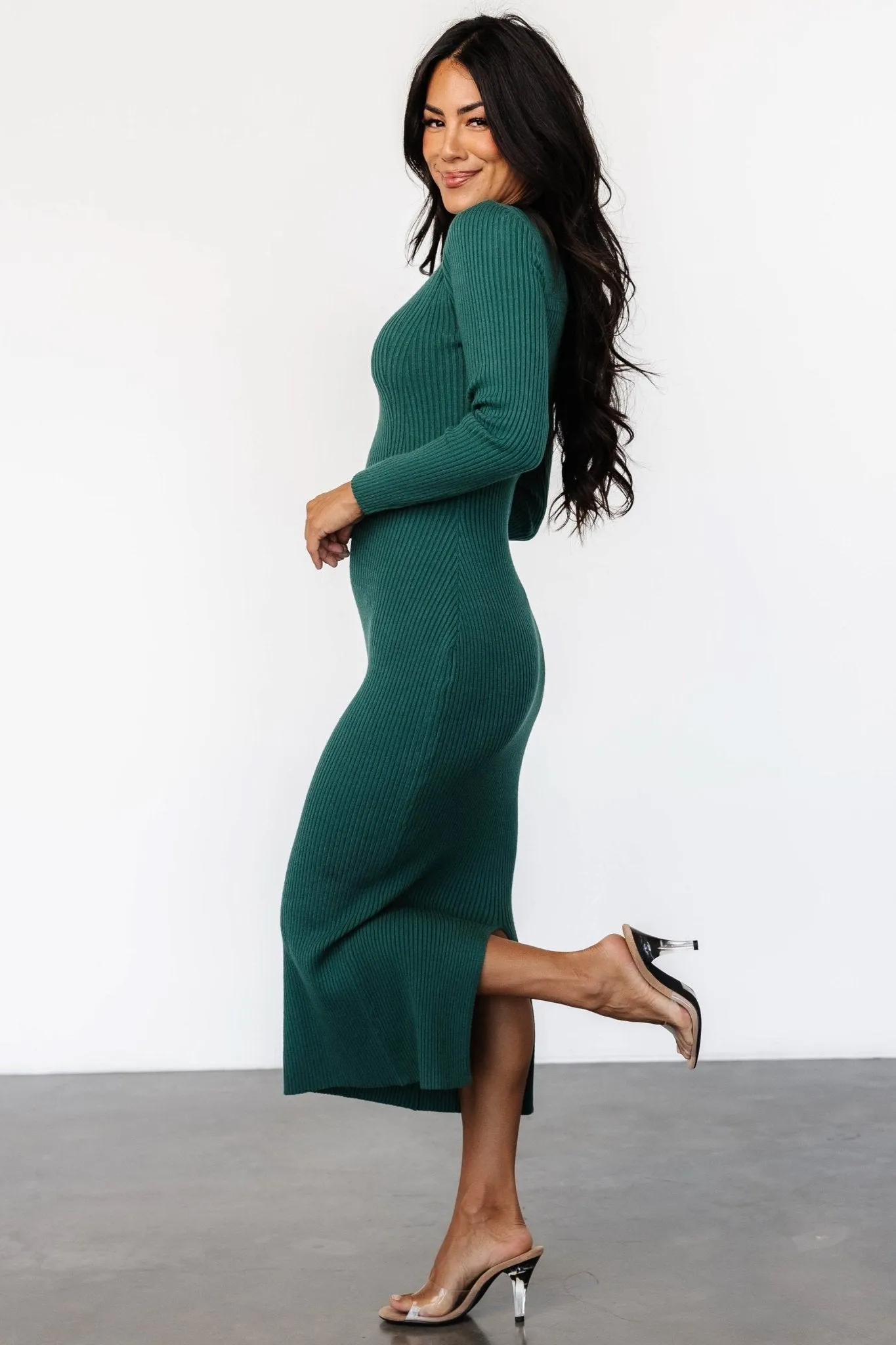 Kendall Ribbed Midi Dress | Green sold by Baltic Born product image thumbnail 3