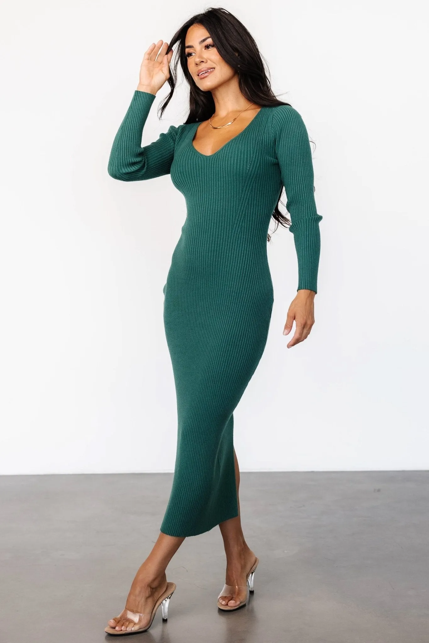 Kendall Ribbed Midi Dress | Green sold by Baltic Born product image thumbnail 4
