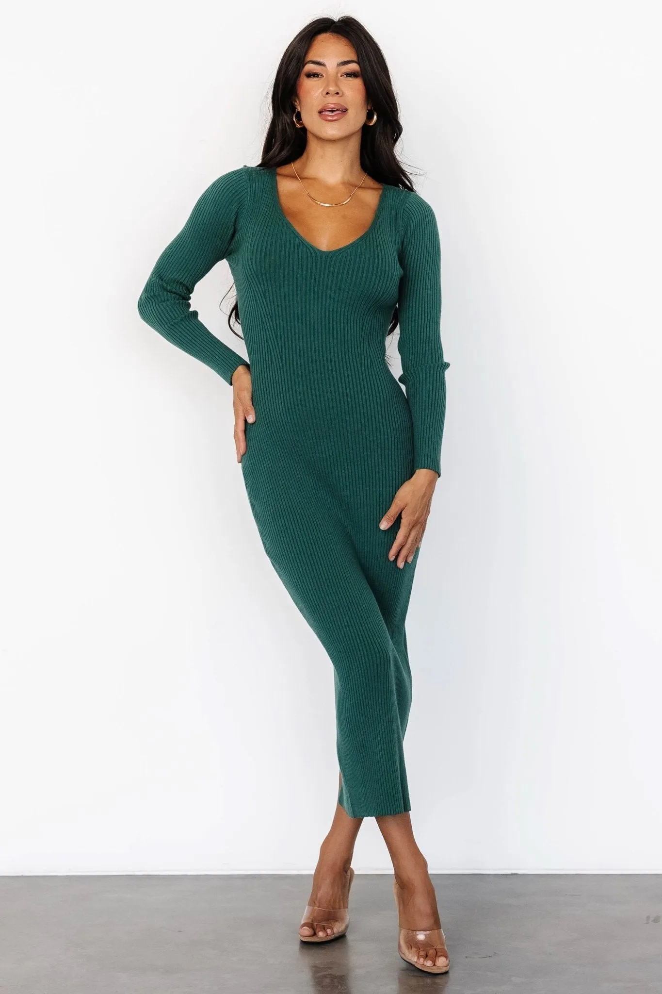 Kendall Ribbed Midi Dress | Green sold by Baltic Born product image thumbnail 5