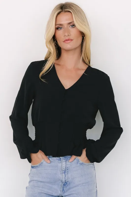 Siena Button Top | Black sold by Baltic Born