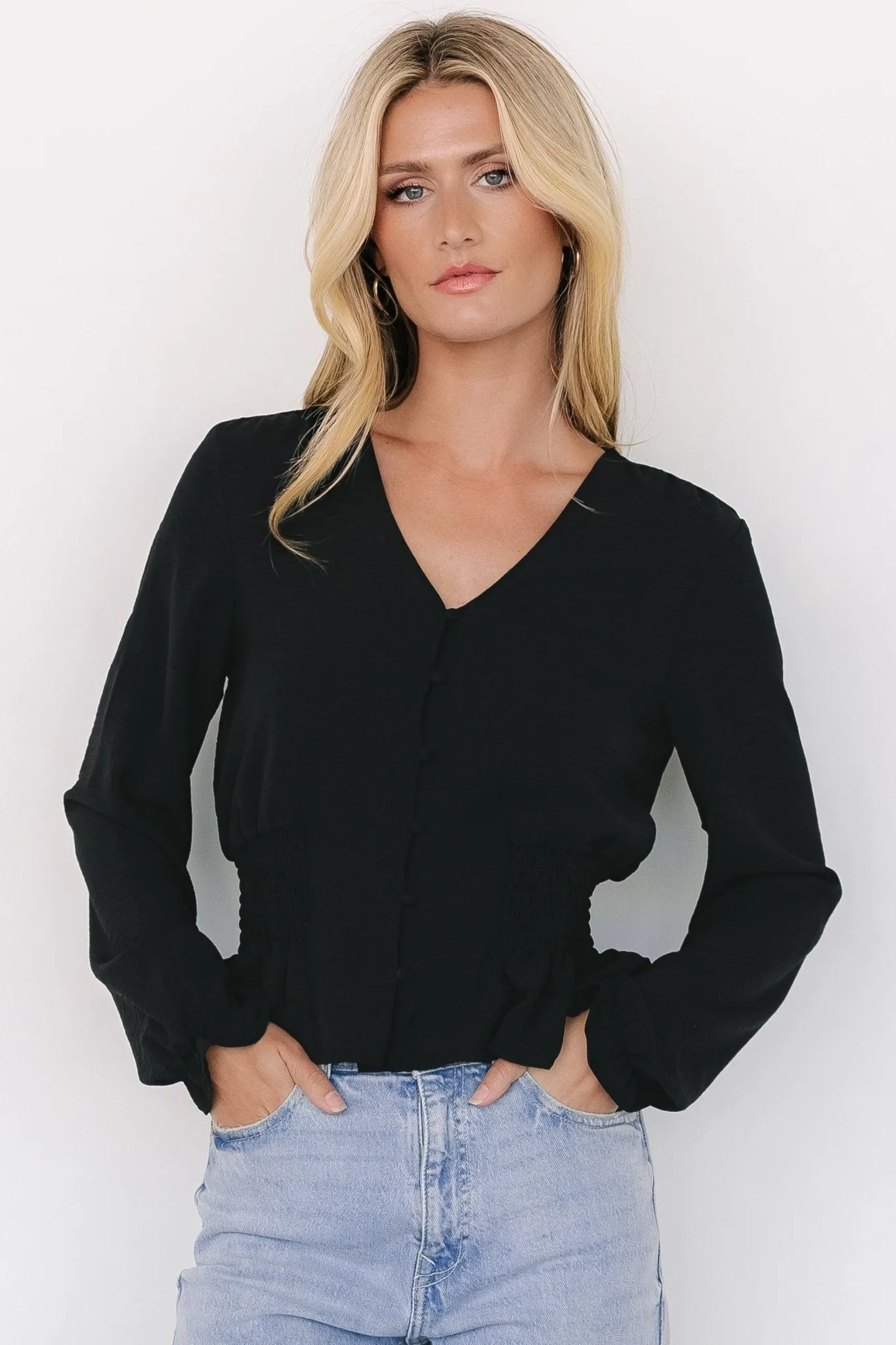Siena Button Top | Black sold by Baltic Born