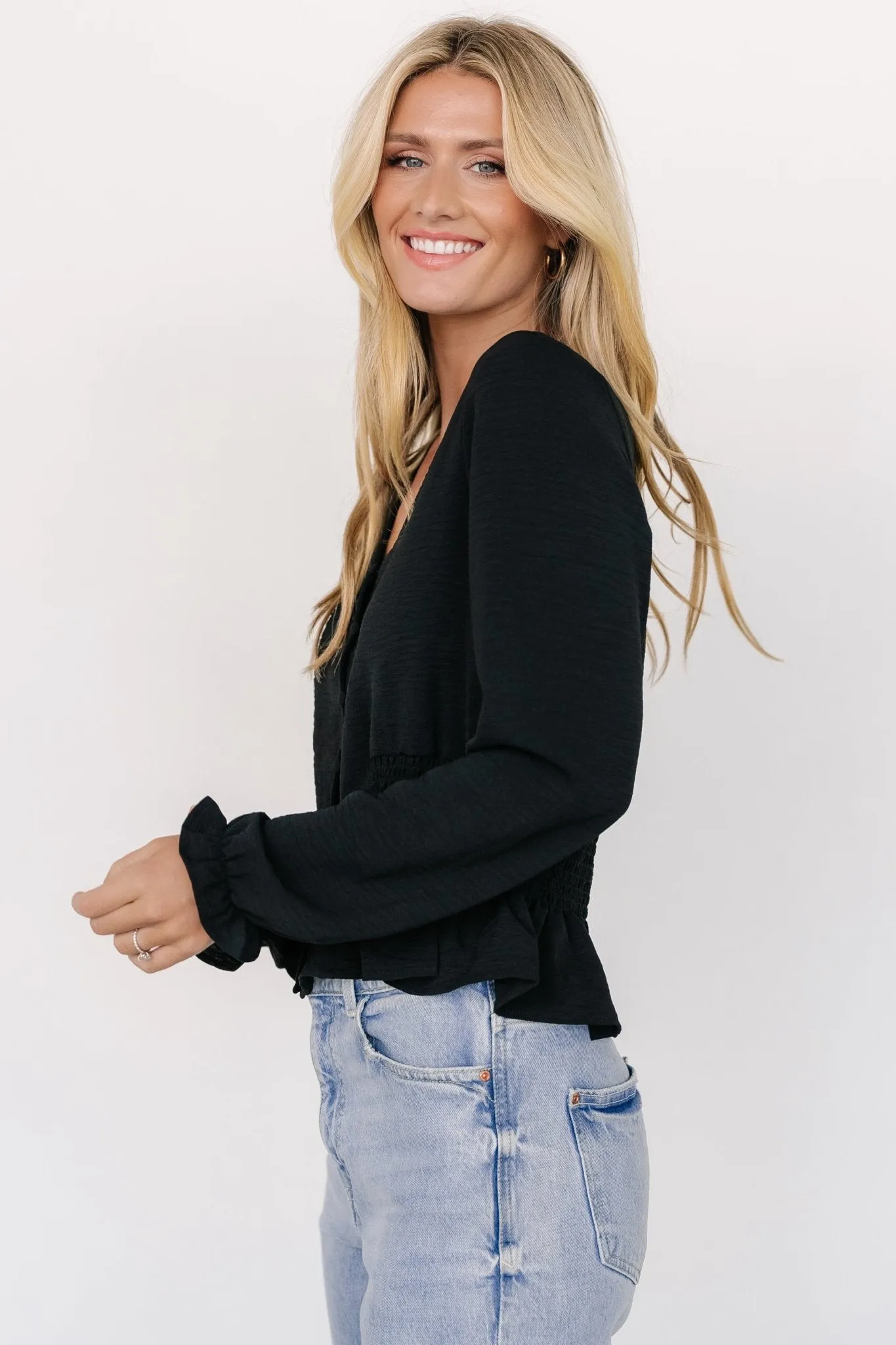 Siena Button Top | Black sold by Baltic Born product image thumbnail 2