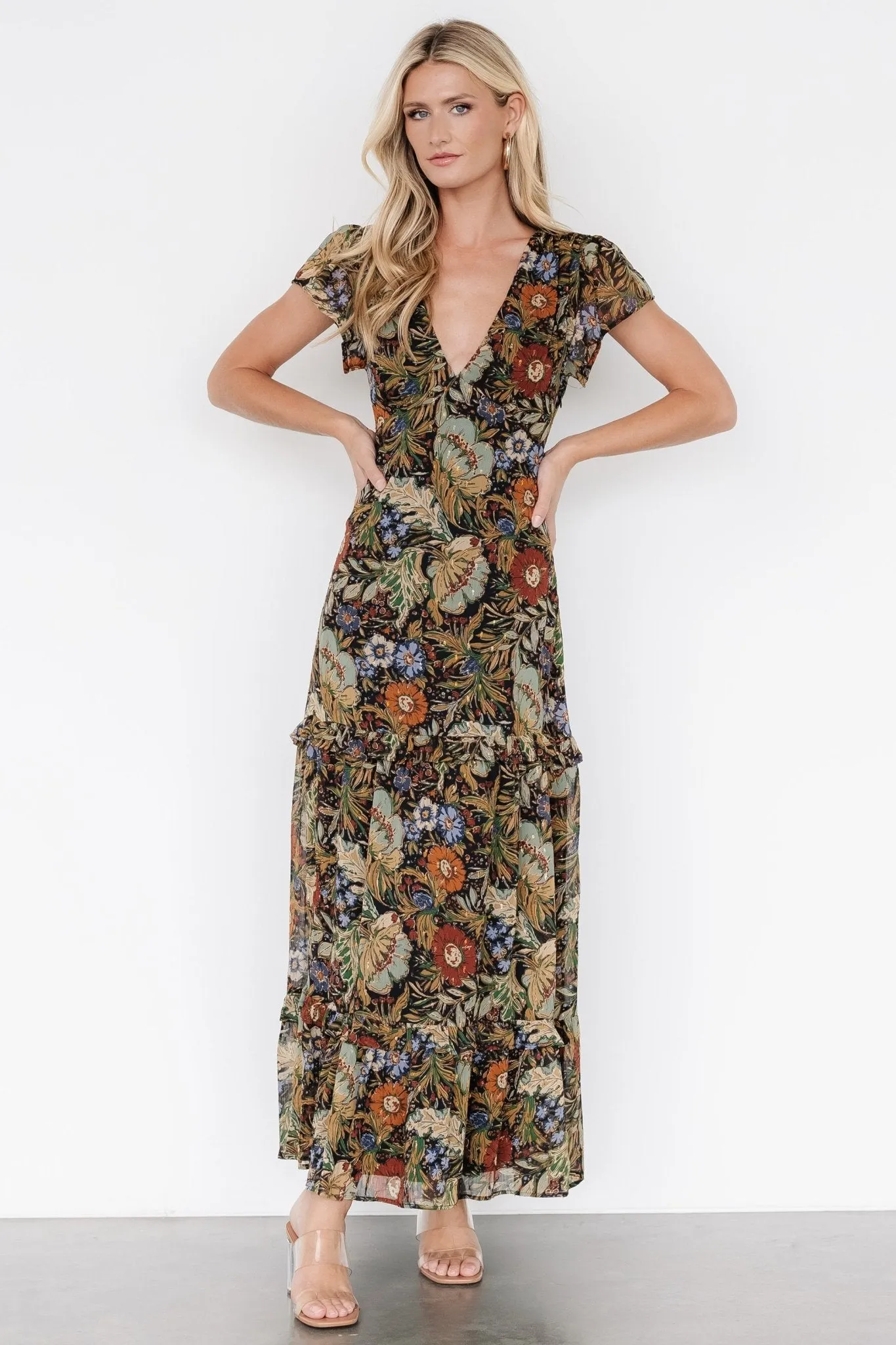 Riverwood Deep V Maxi Dress | Multi Floral sold by Baltic Born product image thumbnail 4