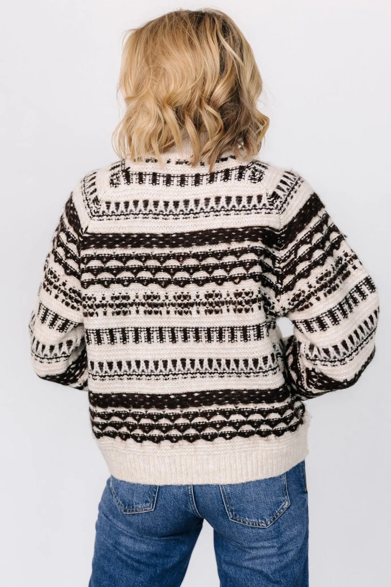 Guadalupe Mock Neck Sweater | Ivory + Chocolate sold by Baltic Born product image thumbnail 5