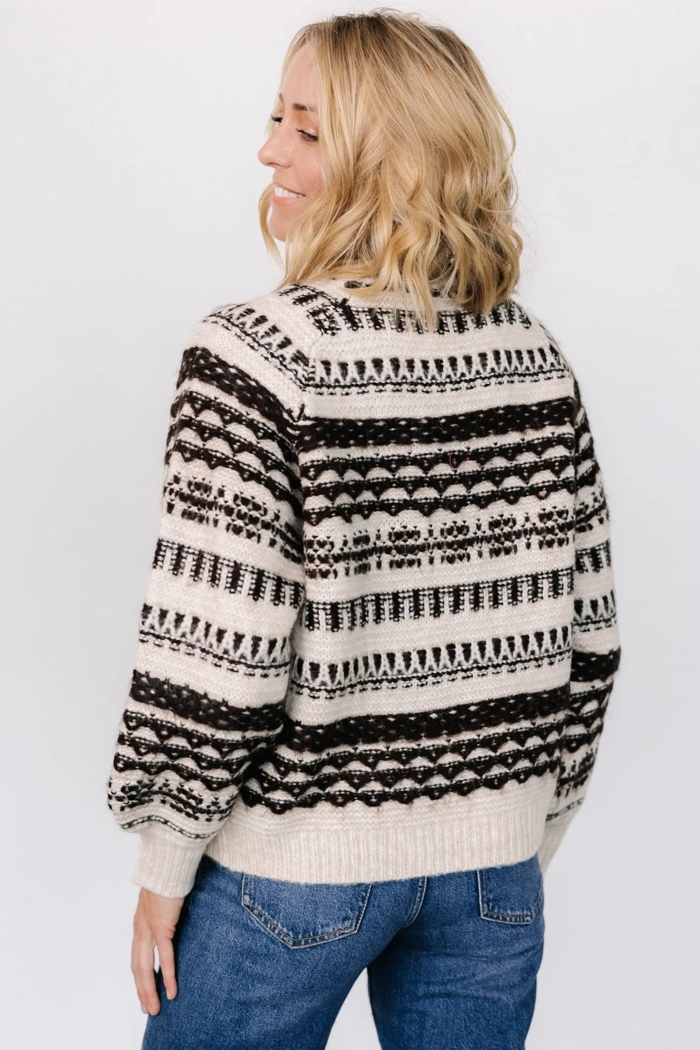 Guadalupe Mock Neck Sweater | Ivory + Chocolate sold by Baltic Born product image thumbnail 3