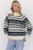 Guadalupe Mock Neck Sweater | Ivory + Navy sold by Baltic Born