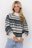 Guadalupe Mock Neck Sweater | Ivory + Navy sold by Baltic Born