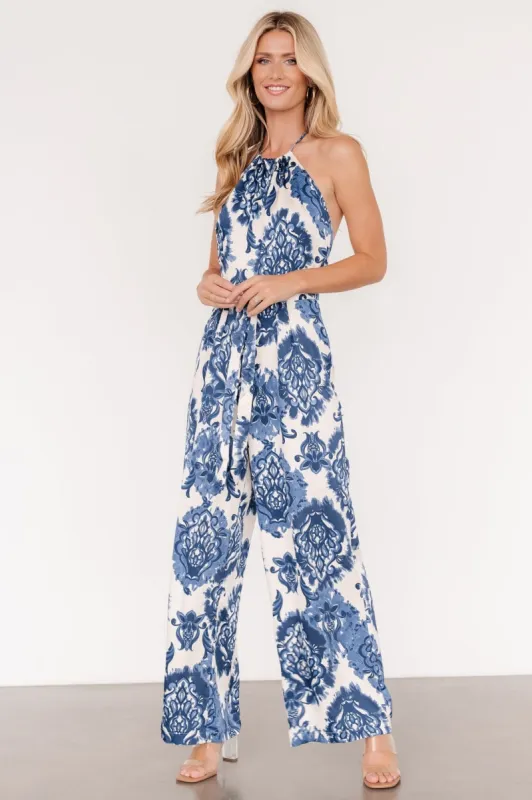 Korra Satin Jumpsuit | Blue Print sold by Baltic Born
