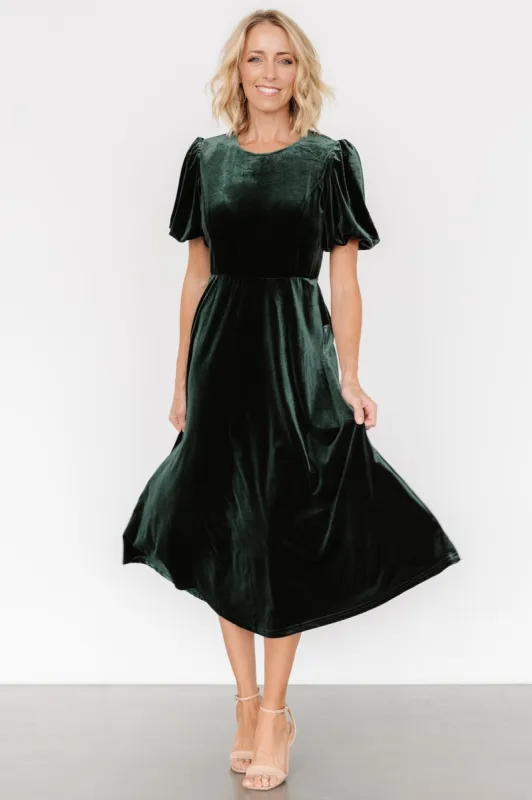 Nita Velvet Midi Dress | Deep Green sold by Baltic Born