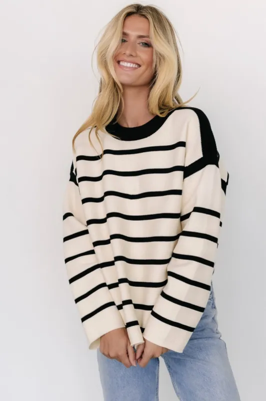 Conway Striped Sweater | Cream + Black sold by Baltic Born