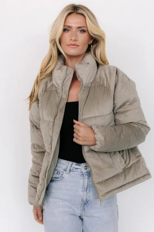 Holden Corduroy Puffer Jacket | Dusty Sage sold by Baltic Born