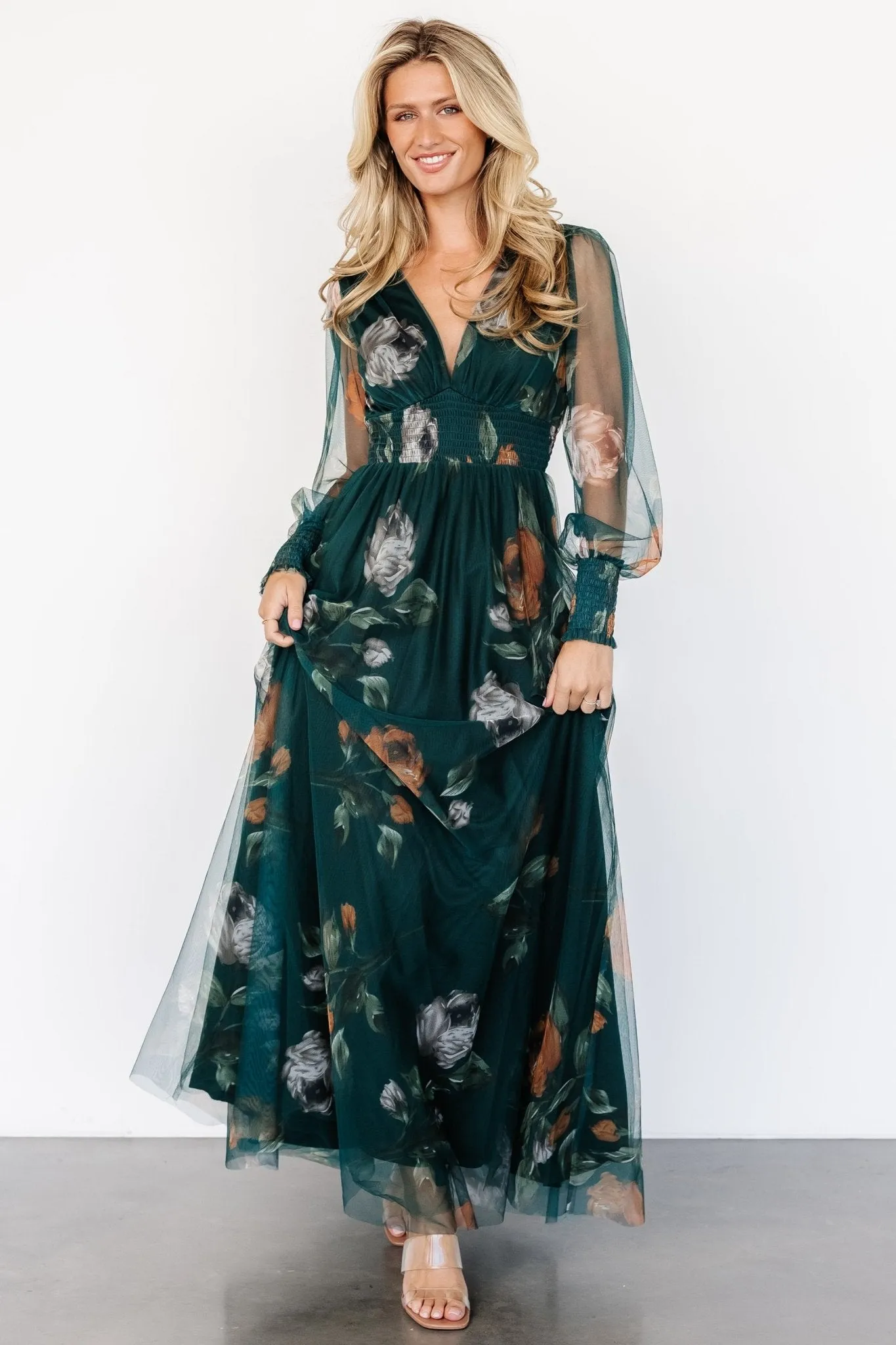 Layla Tulle Maxi Dress | Deep Topaz Floral sold by Baltic Born