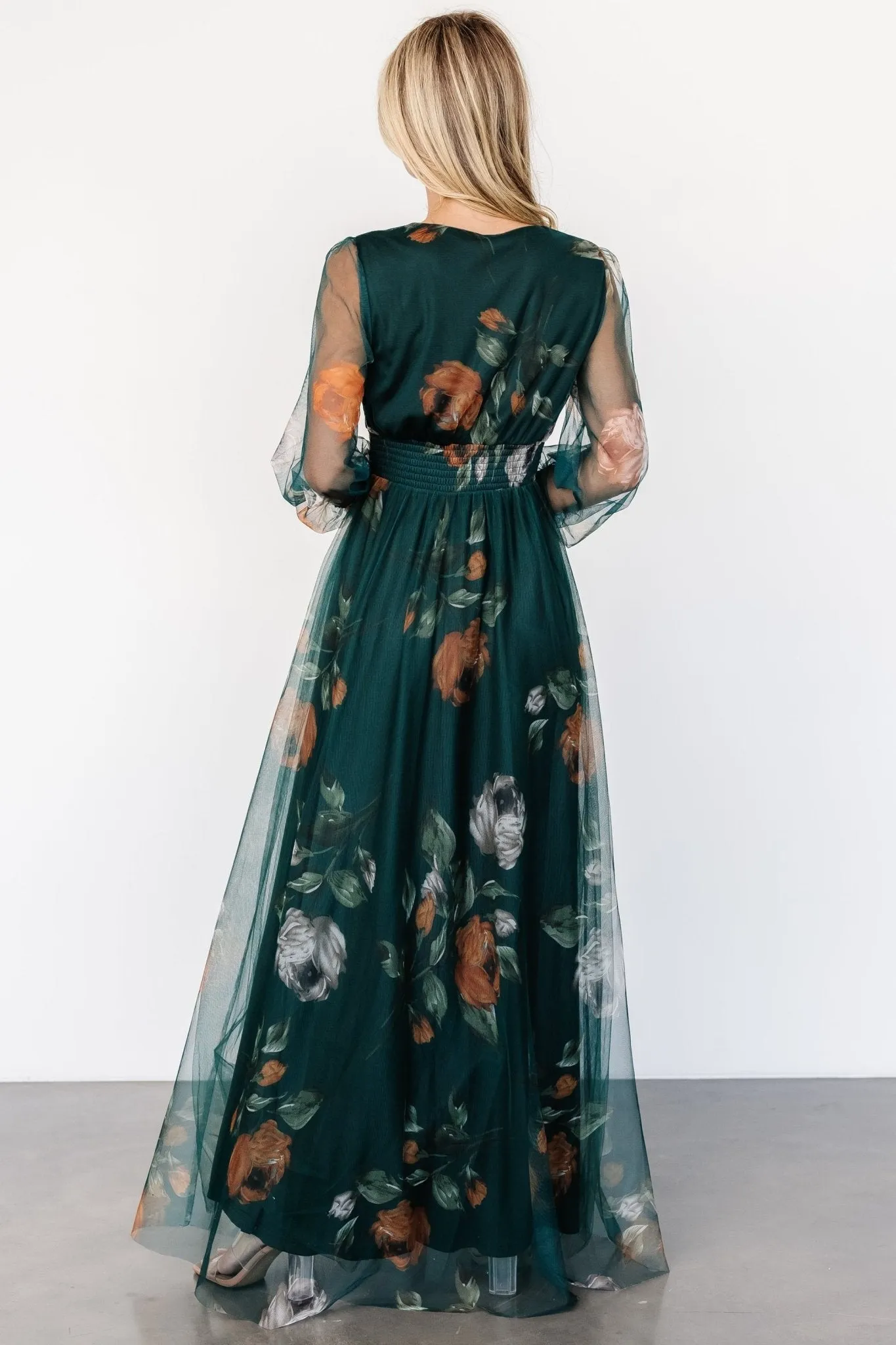 Layla Tulle Maxi Dress | Deep Topaz Floral sold by Baltic Born product image thumbnail 5