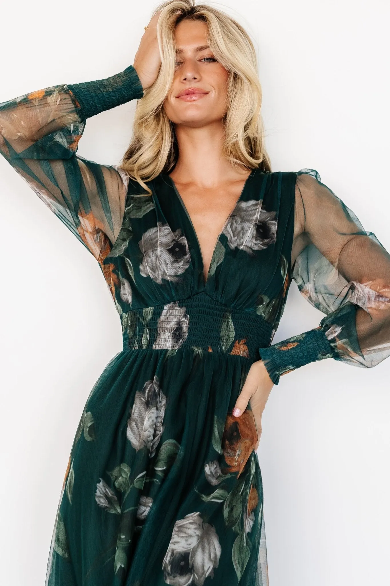 Layla Tulle Maxi Dress | Deep Topaz Floral sold by Baltic Born product image thumbnail 2