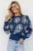 Blake Floral Sweater | Blue + Cream sold by Baltic Born