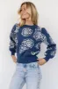 Blake Floral Sweater | Blue + Cream sold by Baltic Born