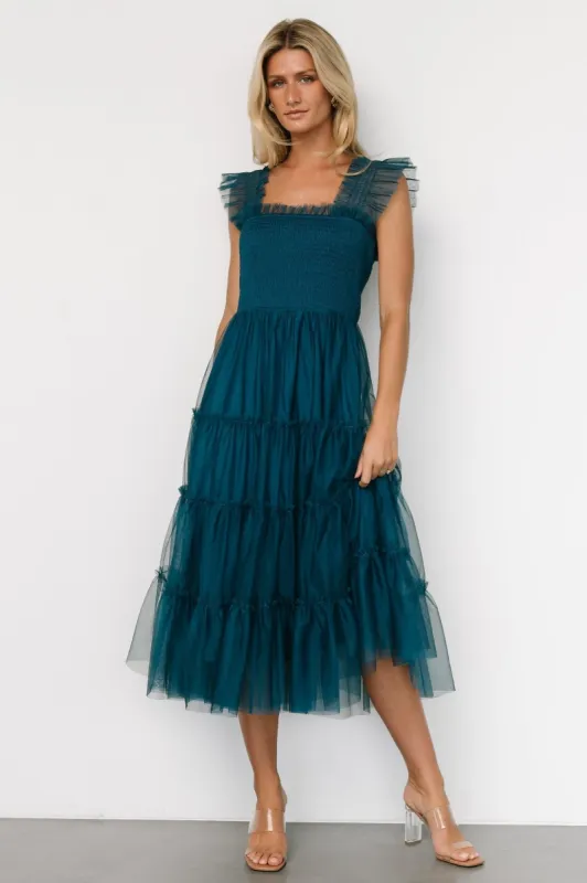 Emma Smocked Tulle Dress | Teal sold by Baltic Born