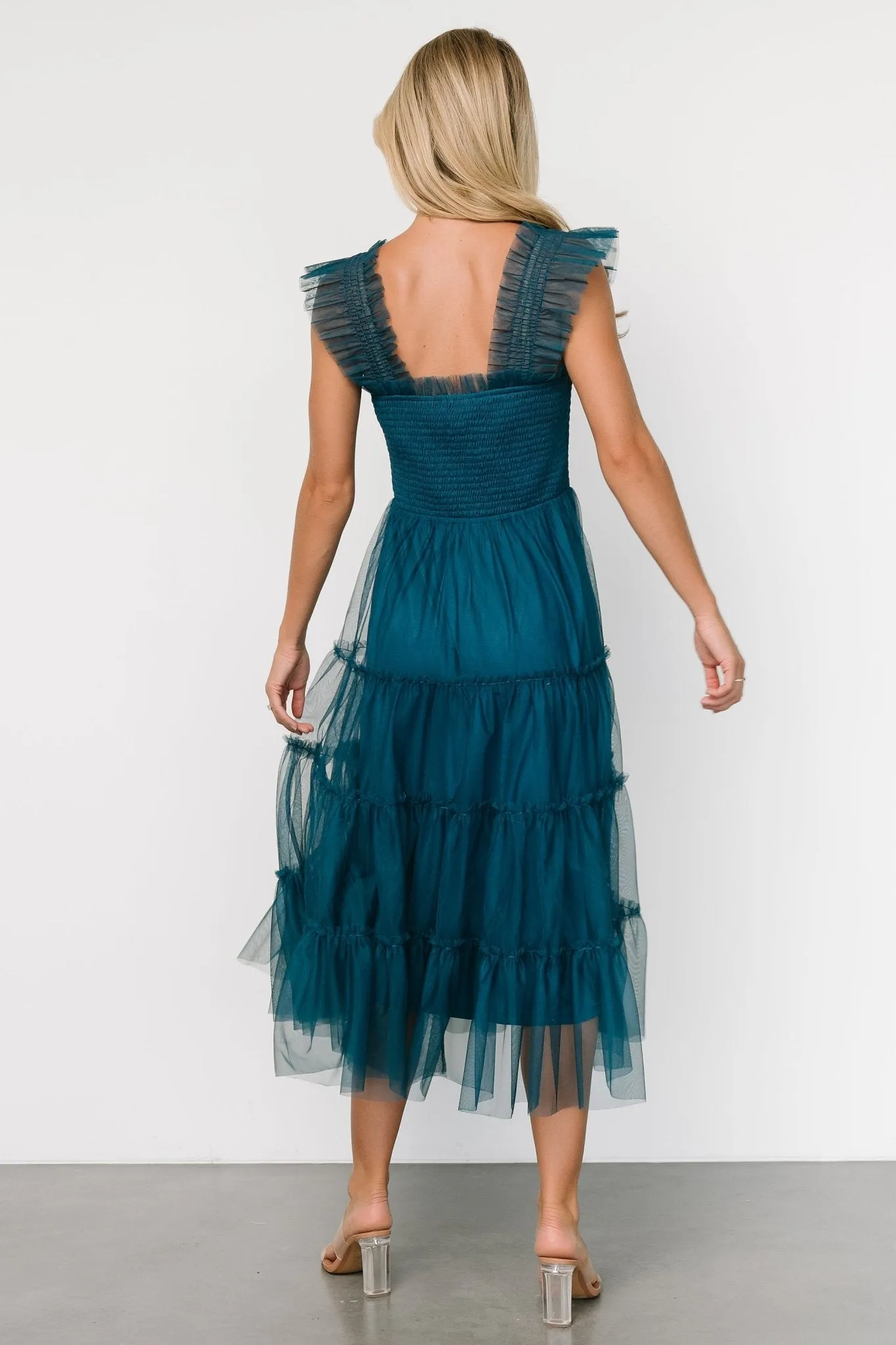 Emma Smocked Tulle Dress | Teal sold by Baltic Born product image thumbnail 5