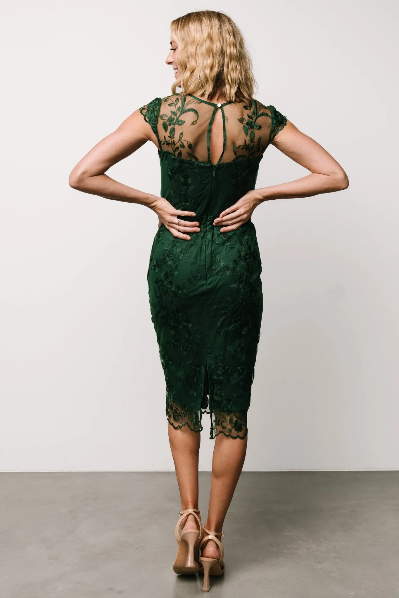 Jordana Embroidered Midi Dress | Emerald sold by Baltic Born product image thumbnail 4