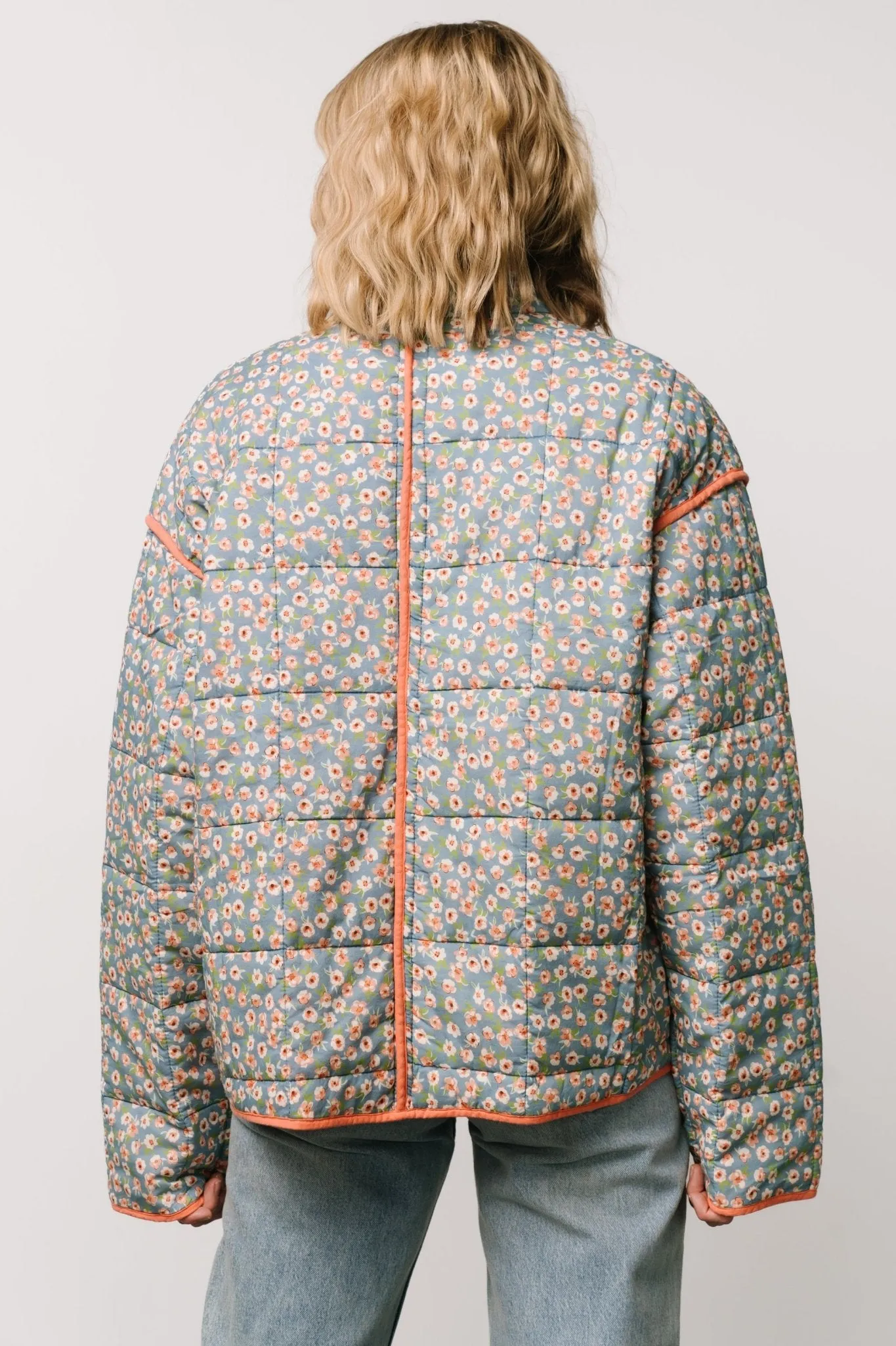 Vida Jacket | Dusty Blue + Coral Floral sold by Baltic Born product image thumbnail 4