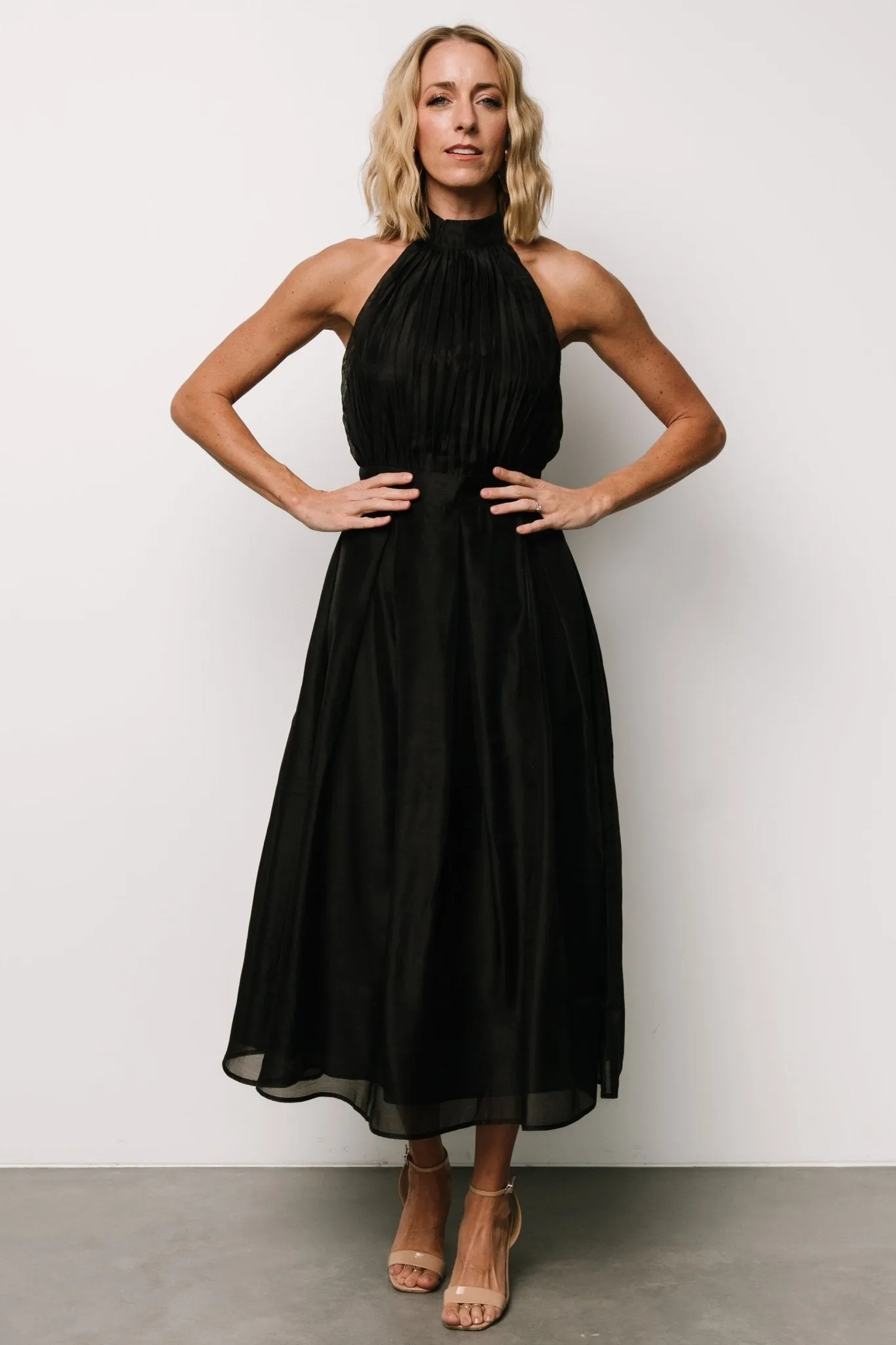 Rheise Pleated Top Dress | Black sold by Baltic Born