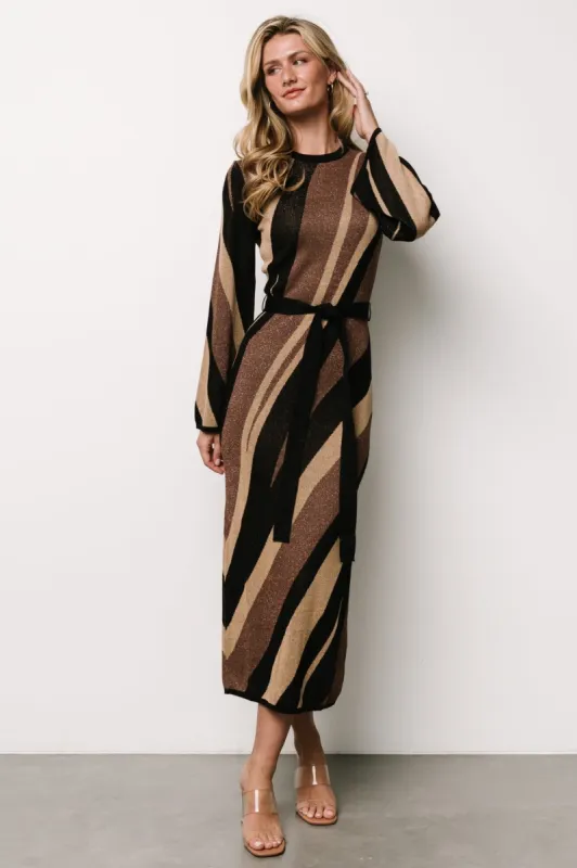 Leigh Sweater Dress | Brown Multi Print sold by Baltic Born