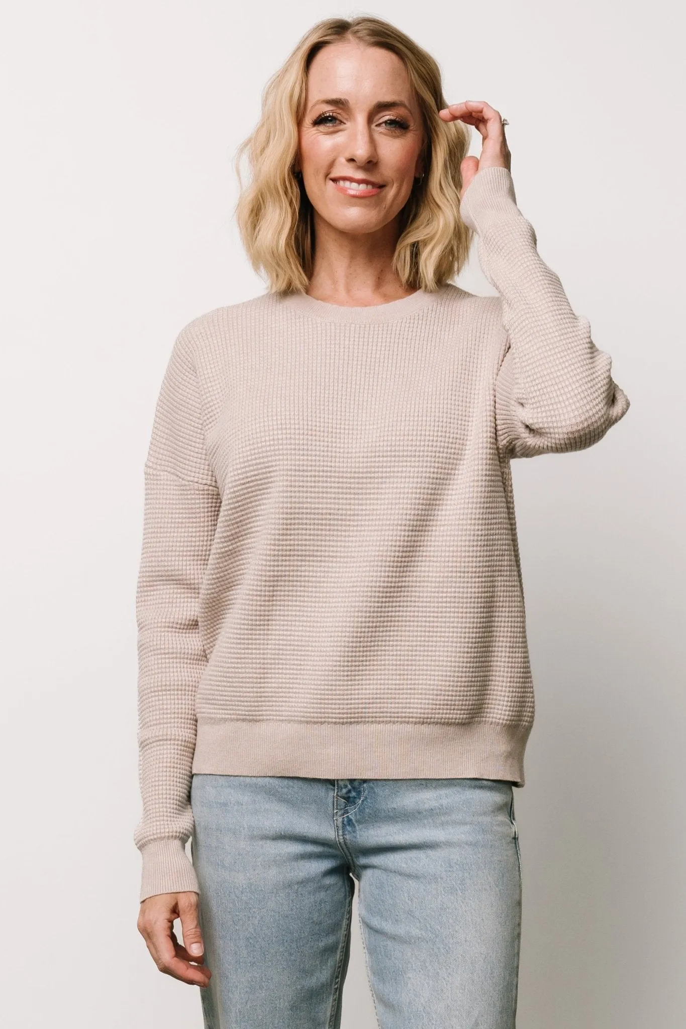 Carey Waffle Sweater | Taupe sold by Baltic Born product image thumbnail 3