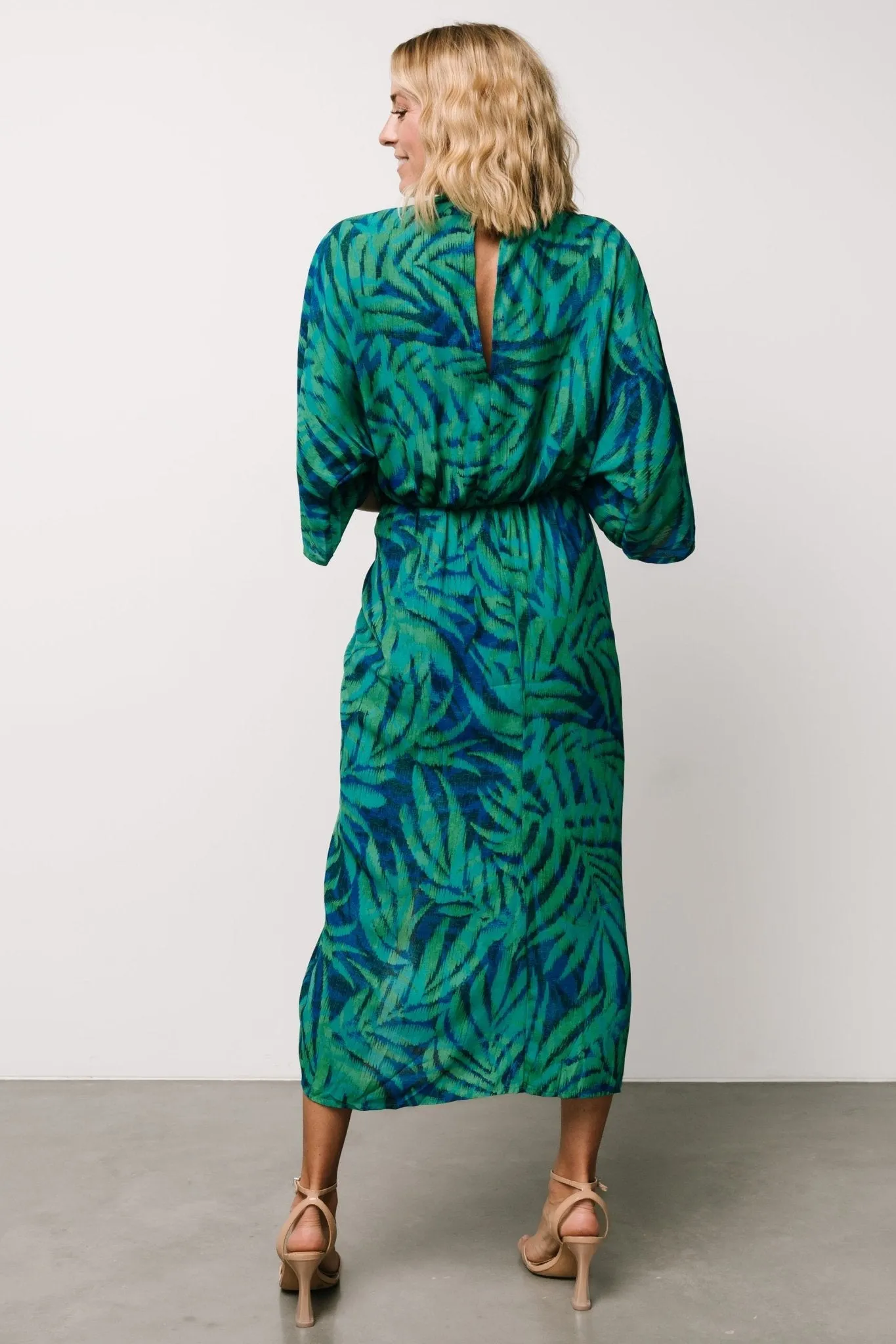 Janessa Midi Dress | Green + Blue Print sold by Baltic Born product image thumbnail 4