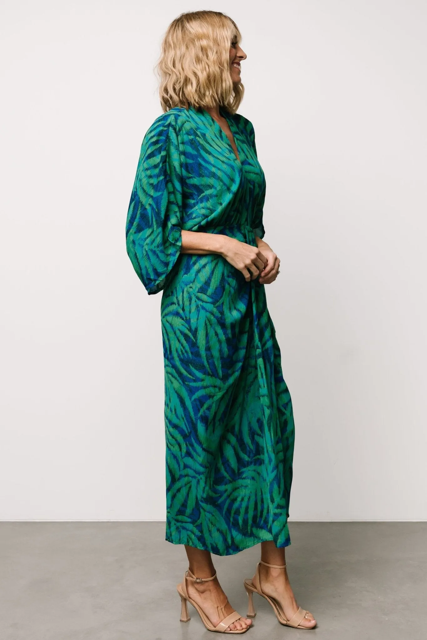 Janessa Midi Dress | Green + Blue Print sold by Baltic Born product image thumbnail 3