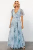 Cressida Tulle Maxi Dress | Blue + Off White Floral sold by Baltic Born