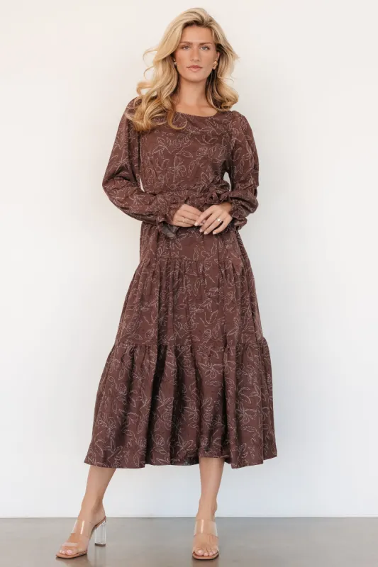 Ashlyn Long Sleeve Dress | Brown Print sold by Baltic Born