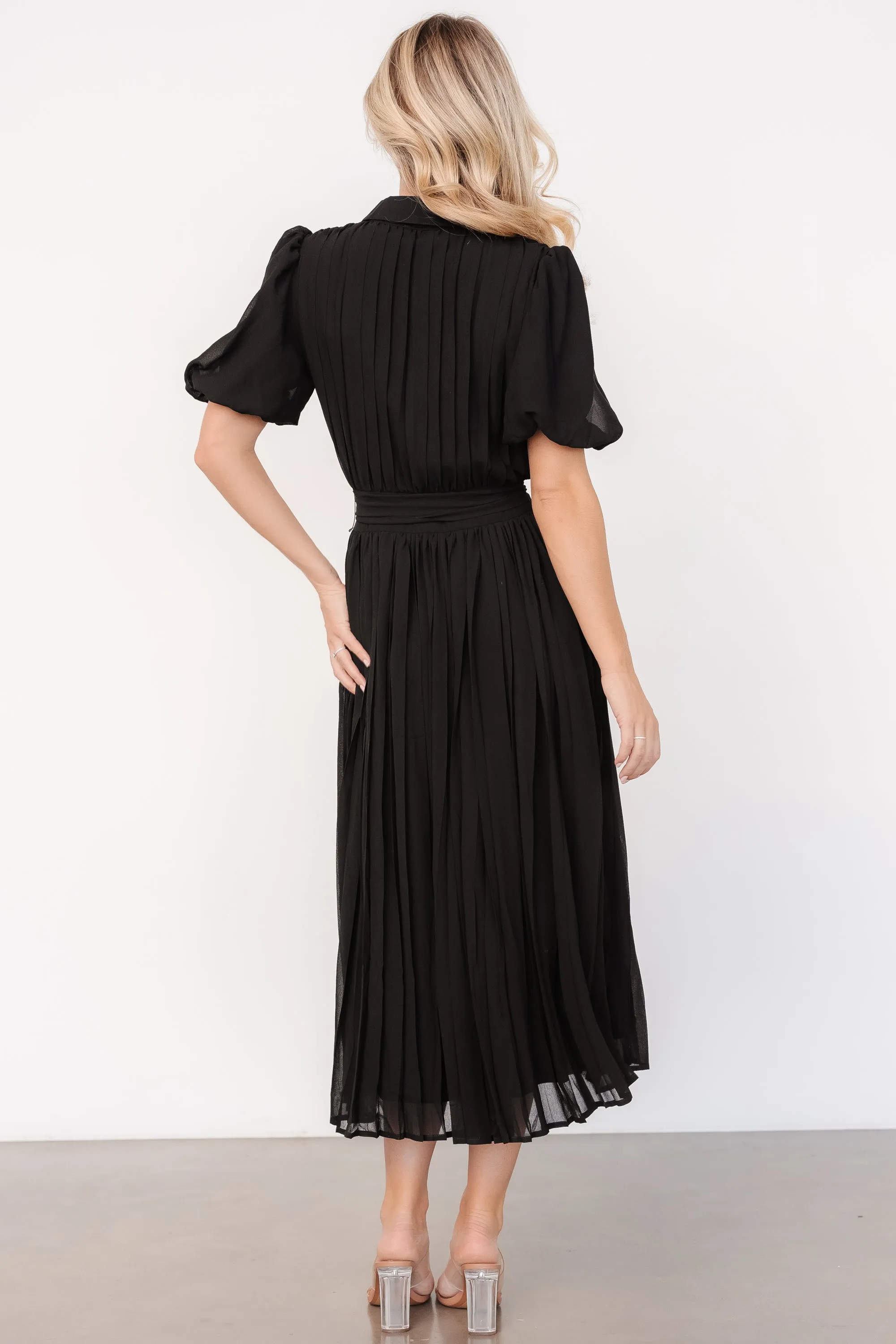 Boston Pleated Button Dress | Black sold by Baltic Born product image thumbnail 4