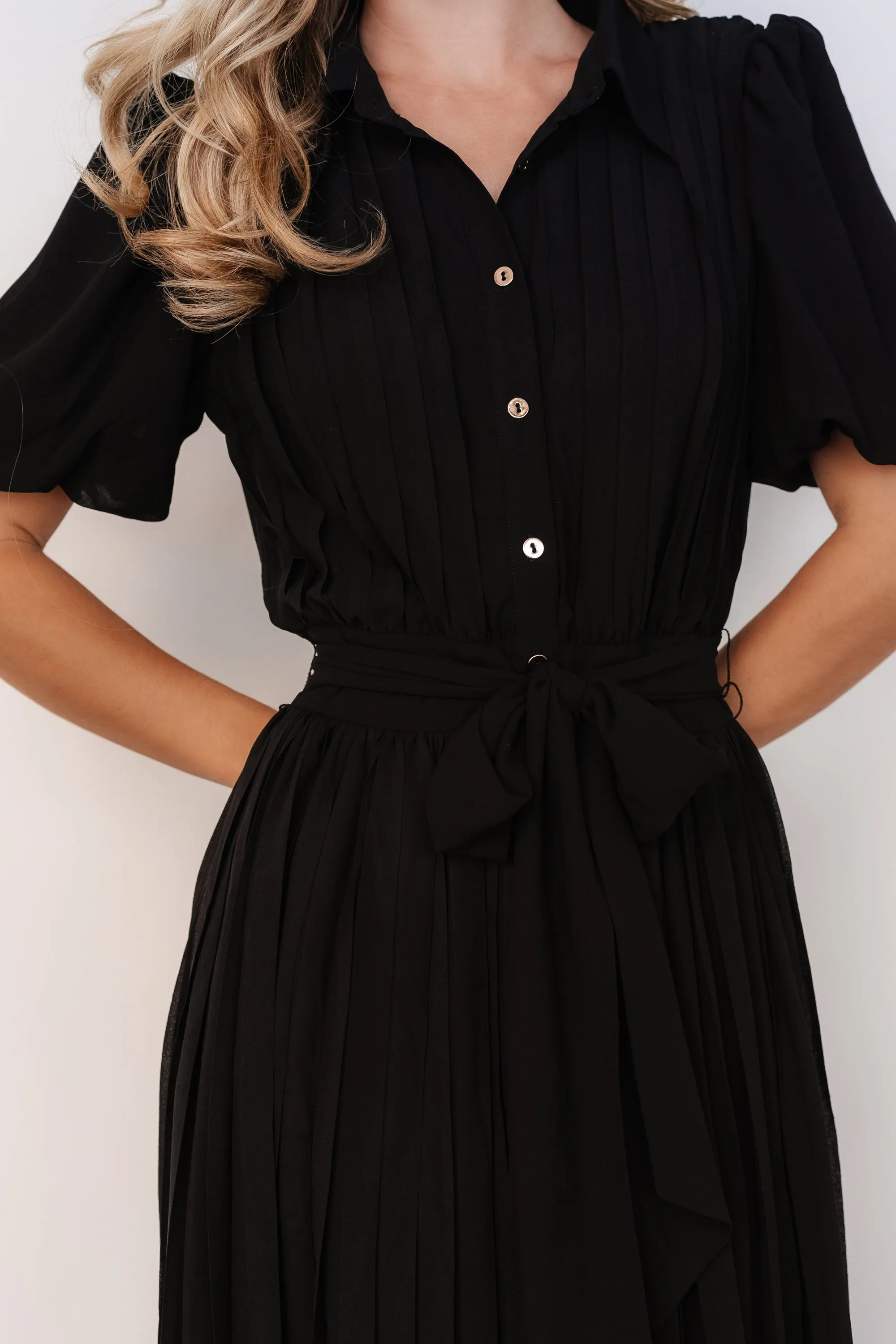 Boston Pleated Button Dress | Black sold by Baltic Born product image thumbnail 2