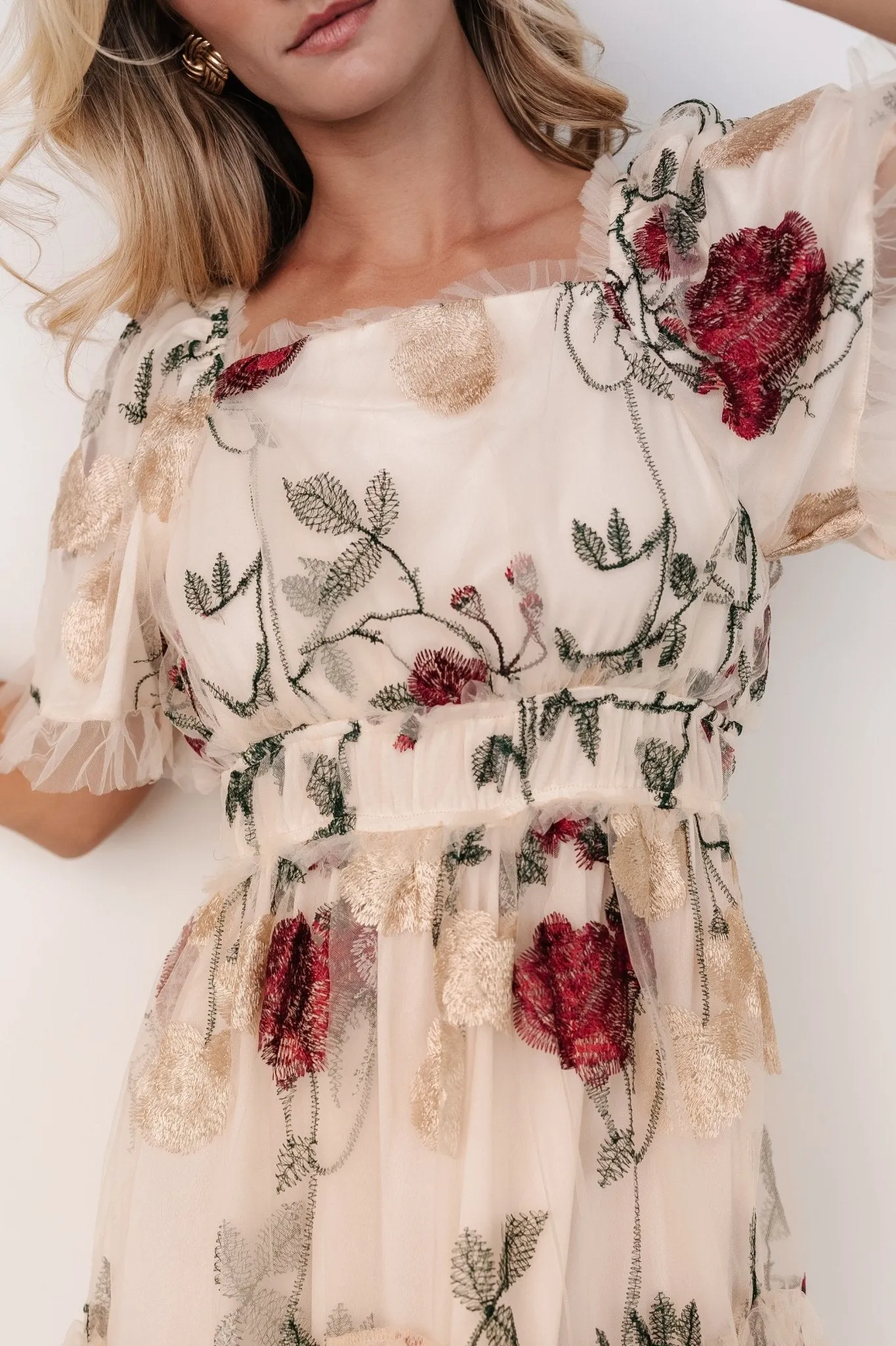 Allison Embroidered Tulle Maxi Dress | Cream Multi sold by Baltic Born product image thumbnail 2