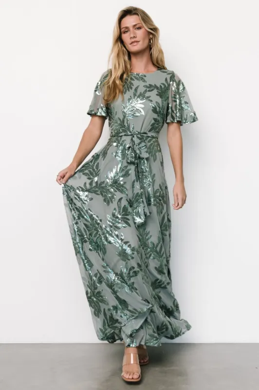 Muse Sequin Maxi Dress | Eucalyptus sold by Baltic Born