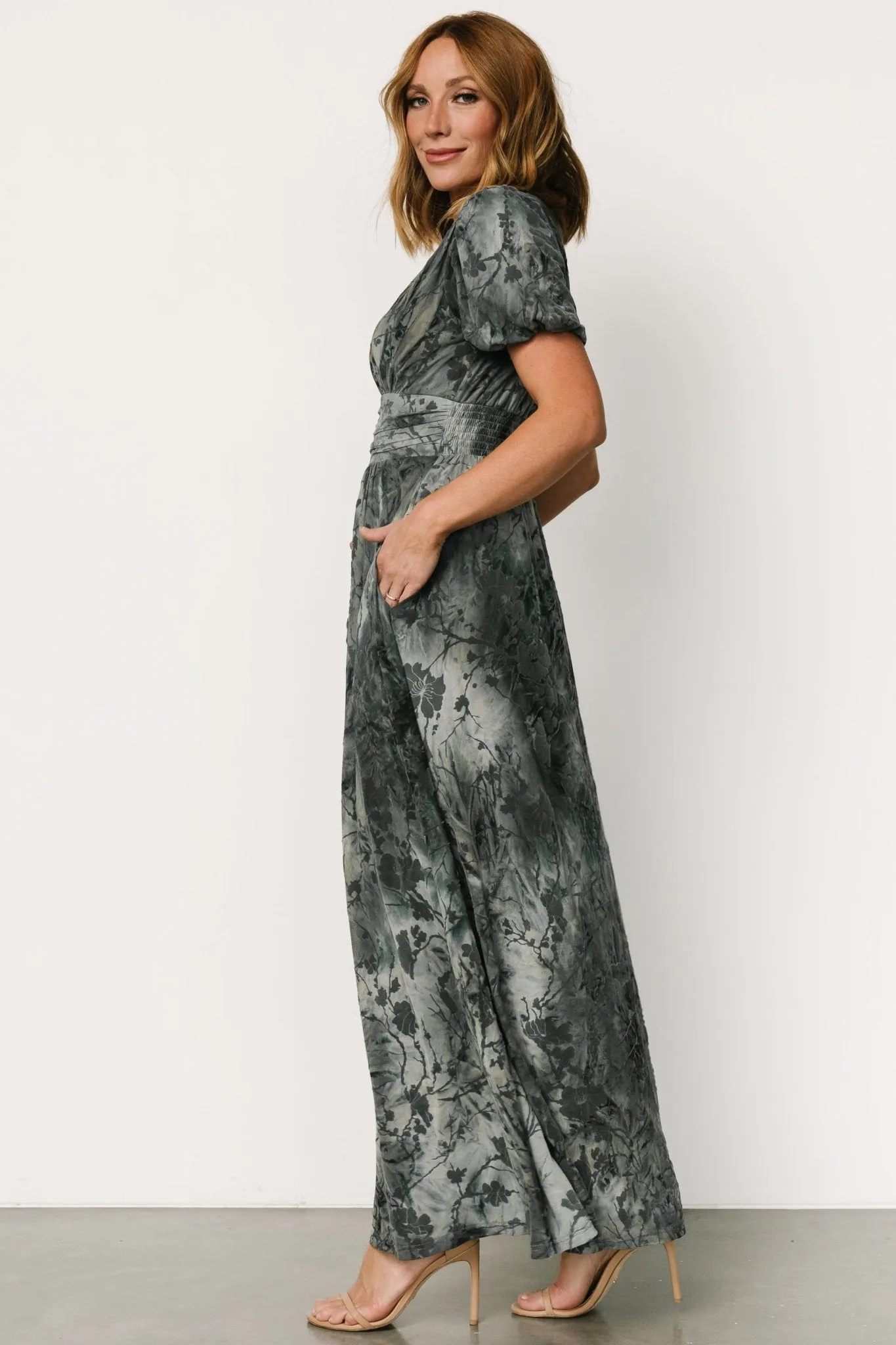 Leslie Velvet Maxi Dress | Slate Blue sold by Baltic Born product image thumbnail 3