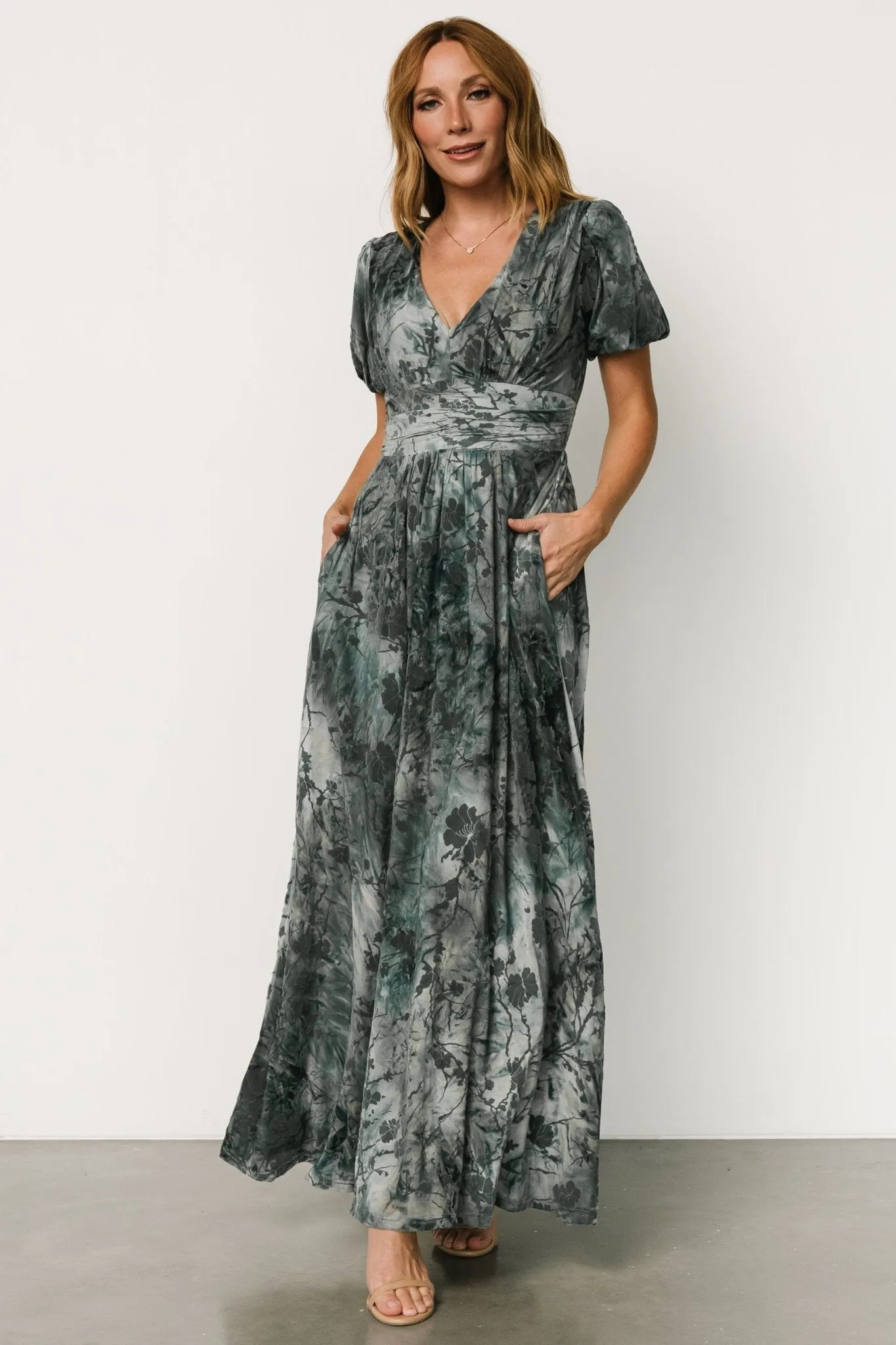 Leslie Velvet Maxi Dress | Slate Blue sold by Baltic Born