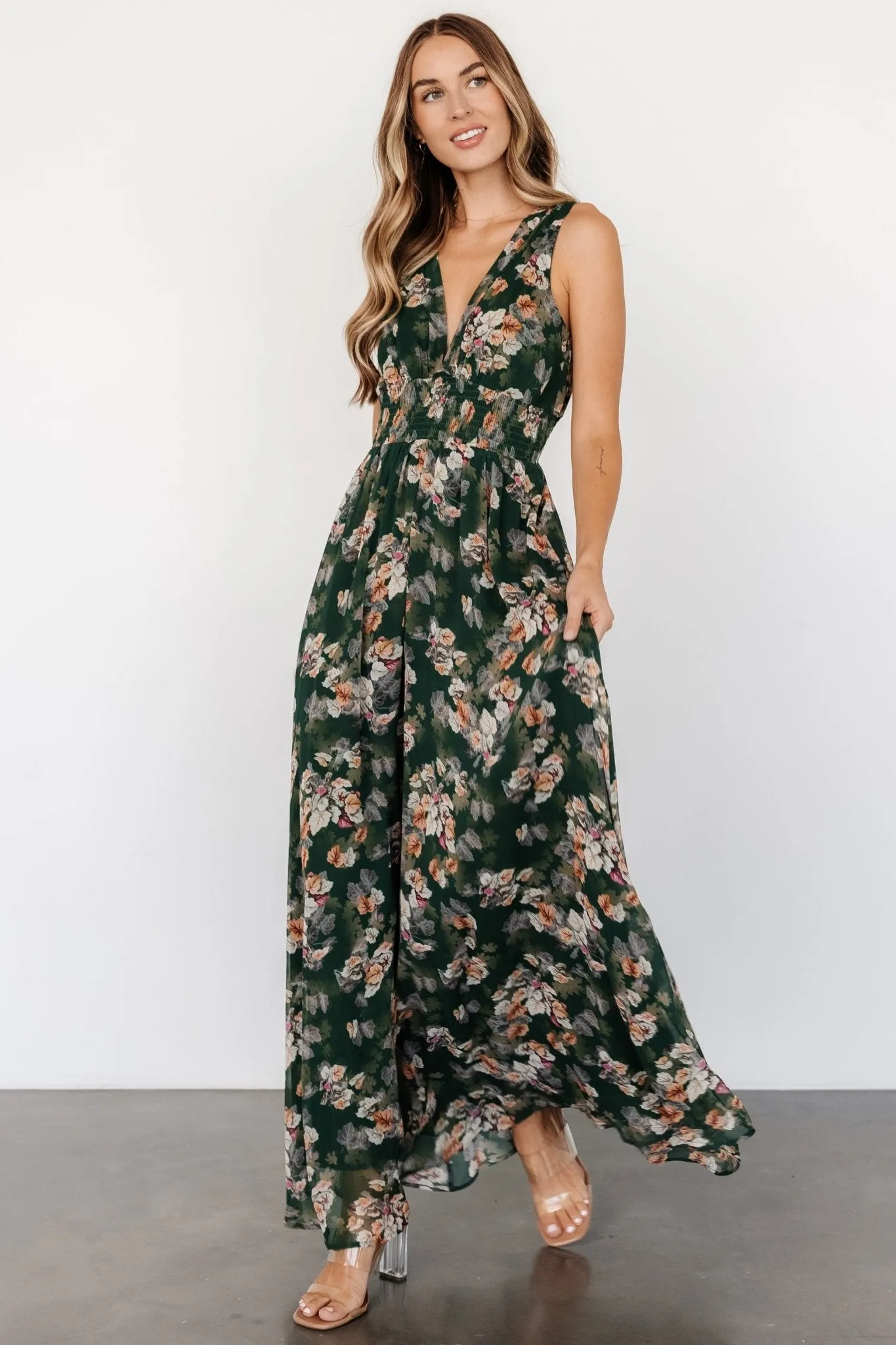 Imogen Maxi Dress | Deep Green Multi sold by Baltic Born