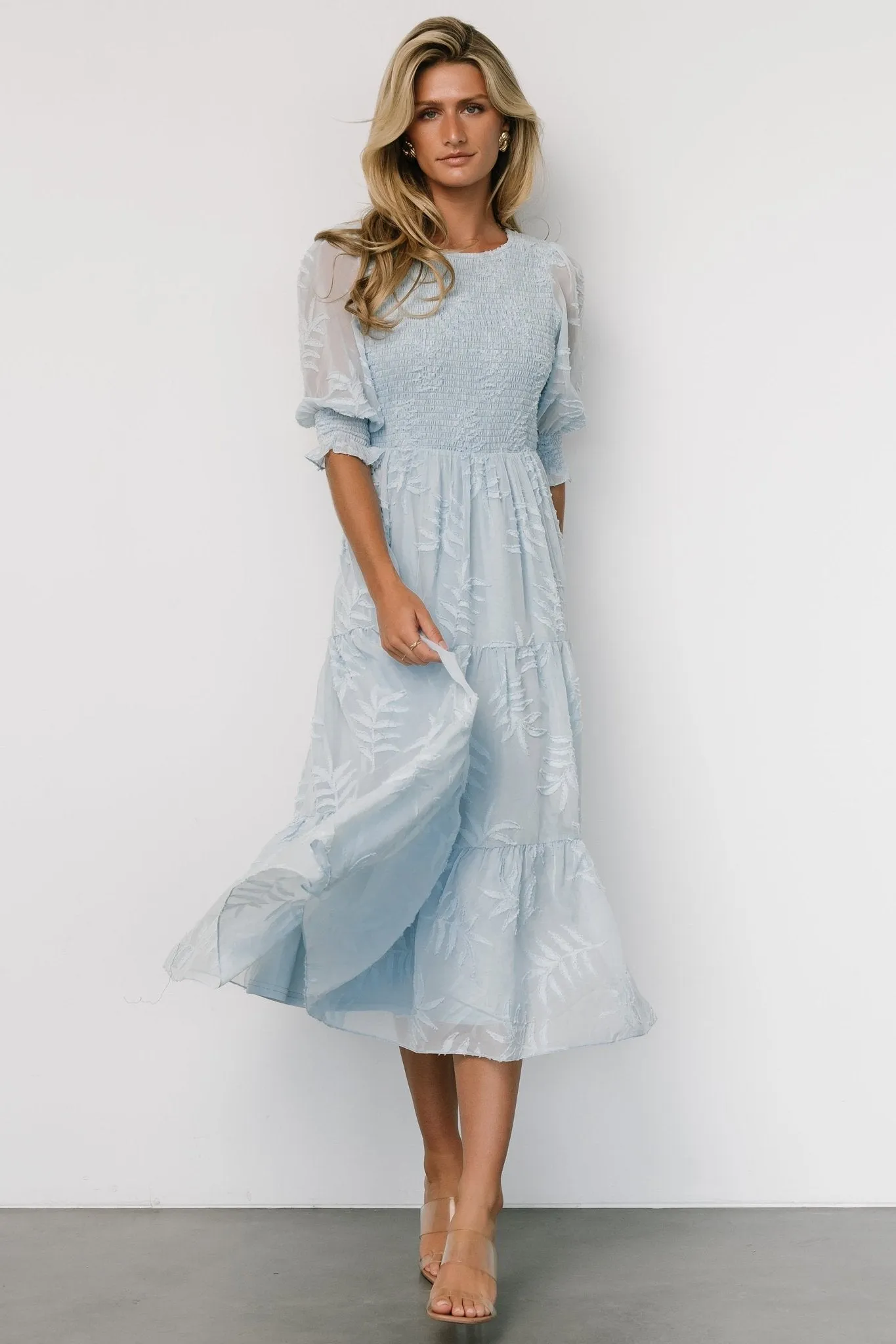 Nellie Smocked Midi Dress | Light Blue sold by Baltic Born product image thumbnail 5