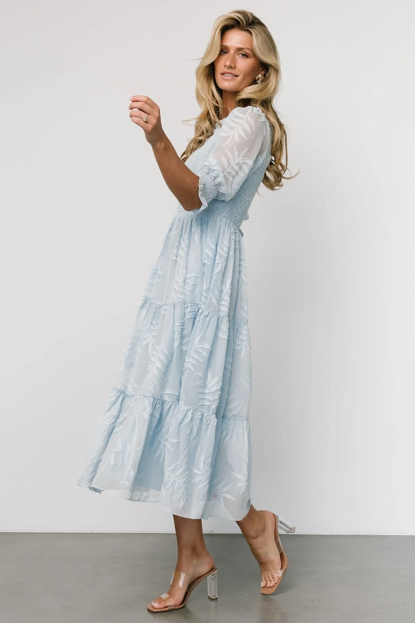 Nellie Smocked Midi Dress | Light Blue sold by Baltic Born product image thumbnail 3