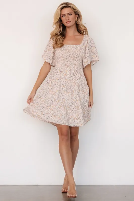 Idera Short Dress | Cream Floral sold by Baltic Born