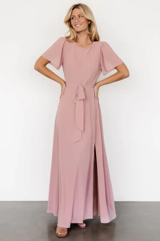 Naomi Short Sleeve Maxi Dress | Blush Pink sold by Baltic Born